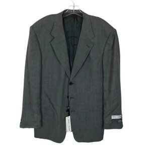 NWT Milano Galleria Mens Size 46 REGULAR 46R Gray Merino Wool Blazer Jacket NEW